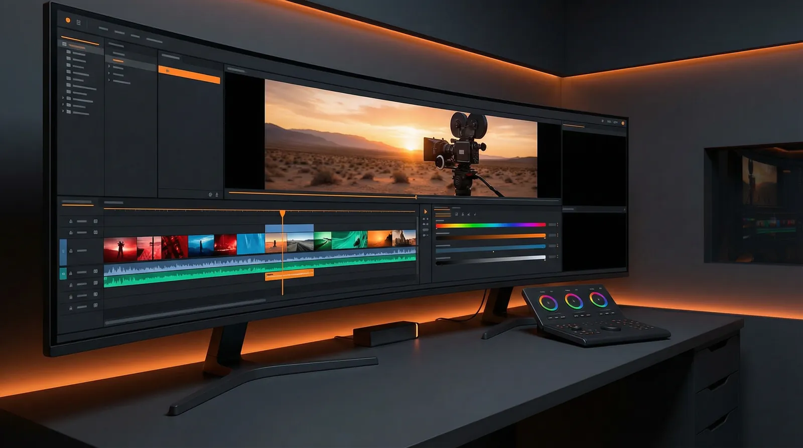 扣扣传媒 专业视频剪辑工作台界面